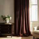 96 inches Long Brown Velvet Blackout Curtains for Living Room Bedroom Luxury Vintage Light Blocking Thermal Insulated Pinch Pleated Drapes, Tan 2 Panels with Hooks Track,Sliding Door,Terracotta