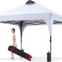 COOSHADE Pop Up Canopy Tent, 10x10 Easy Setup Instant Canopy Sun Shelter Beach Tent, Portable Sports, White