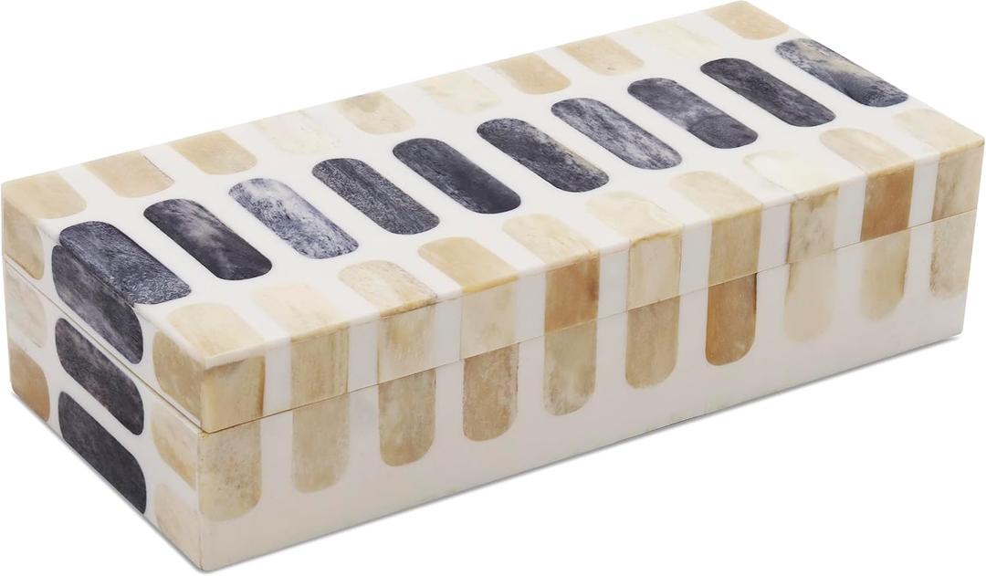 Handicrafts Home Decorative Storage Box 10x4.5 Remote Control Holder, Jewelry Organizer, Modern Decorative Box with Lid, Boho Chic Home Dcor Accent, Vintage Memory Box for Living Room Shelf Dcor