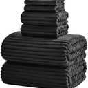 NALIVO 6-Piece Bath Towel Set(30"x60"), 2 Large Bath Towel Sheets, 2 Hand Towels and 2 Washcloths - Highly Absorbent Quick Dry Microfiber,Ultra Soft Towel Set for Bathroom (Black)