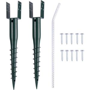 No Dig Ground Screw Anchor Spike 27 inch U Shaped Post Stake for Mailbox and Fence, Includes Lag Bolts & Rebar, Fits Standard 4x4 (3.5" X 3.5" Inch) Post.