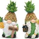 Hodao Gnomes Decorations for Home, Summer Fall Resin Pineapple Gnome Figurines, Pineapple Themed Gift for Loved Ones, Perfect Indoor Outdoor Decor for Home Tabletop Garden Yard - 2 Pcs