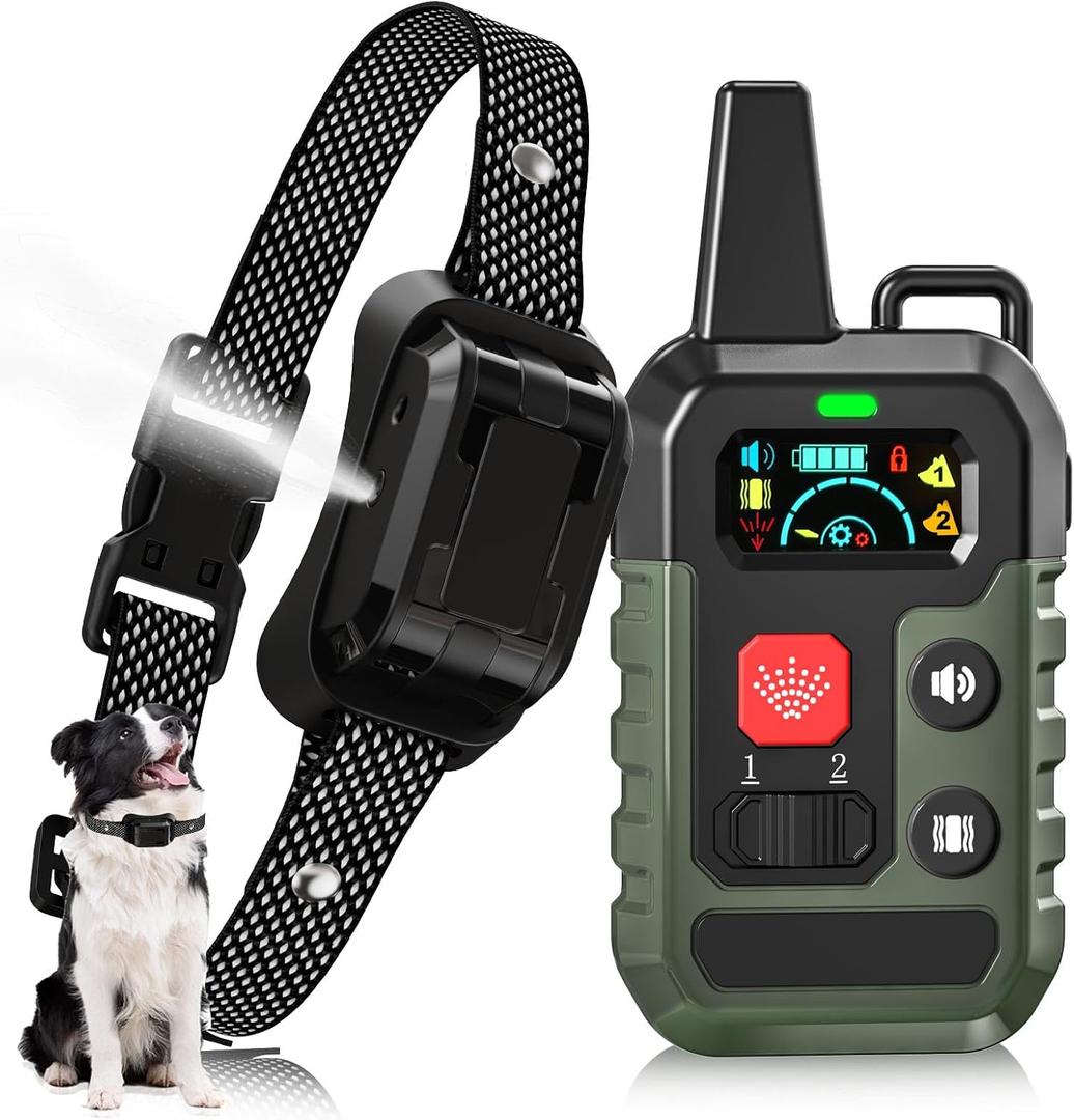 Citronella Training Collar for Dog [No Refill Spray] with 6 Adjustable Sensitivities & Beep/Vibration/Spray 4 Mode Bark Collar, IPX7 Waterproof Safer Citronella Bark Collar for L/M/S Dogs (Green)