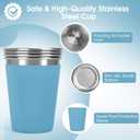 Stainless Steel Cups for Kids and Toddlers, 10oz Stackable Stainless Steel Kids Cups with Silicone Sleeves Sweat Proof, Unbreakable Metal Cup for Home & Outdoor Activities, BPA Free (4 Pack)