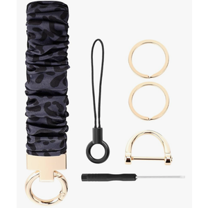 Cute Scrunchie Keychain Wristlet for Women & Men - Stretchy Car Key Holder with D Ring for Gym, Shopping, Travel 2Pack