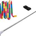 MVG Twirling Marching Baton 28 in stainless steel rubberized ends mini shaft 3/8 with dancing ribbon. Adult Baton.