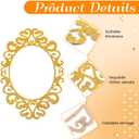 AceOrbit 24 x 16 Inch Wooden Gold Foil Princess Party Decor Photo Frame, Elegant Vintage Victorian Princess Party, Backdrop Prop for Halloween Birthdays Weddings(Oval)