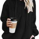 Century Star Womens Fuzzy Hoodies Pullover Sport Hoodie Cozy Oversized Pockets Hooded Sweatshirt Athletic Fleece Hoodies (XX-Large, Black)