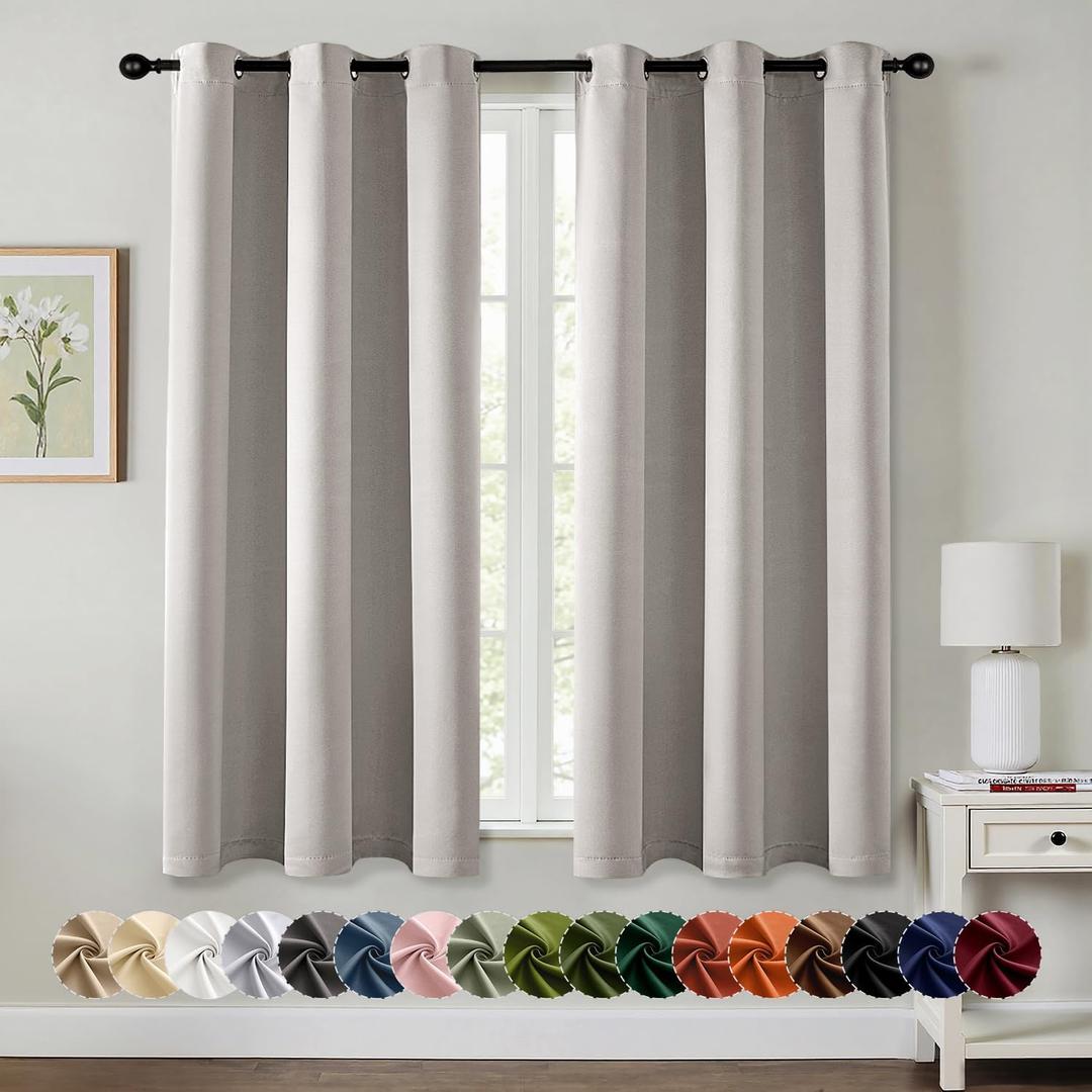 MIULEE Cobblestone Blackout Curtains for Bedroom Living Room 63 Inches Long 2 Panels, Thermal Insulated Room Darkening Drapes Grommet Noise Reducing Light Blocking Window Treatments 40x63 Inch