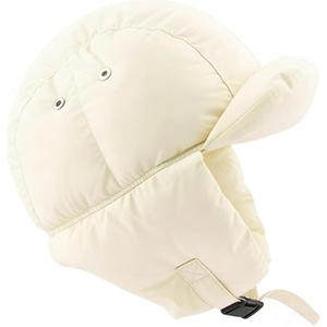 2 x Women Winter-Warm Down-Trapper-Caps Cold-Weather Earflap-Hats Inner-Caps Puffy-Lightweight Balaclava-Caps Medium (Beige)