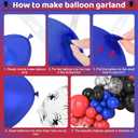Amandir 153pcs Black Red Blue Balloon Arch Garland Kit, Different Sizes 18 12 10 5 inch Red Blue Sliver Spider Balloons for Boys Spider Theme Birthday Party Decorations