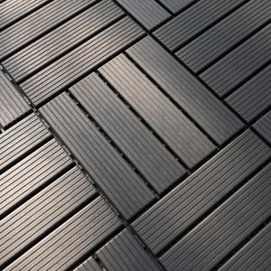 Plastic Interlocking Deck Tiles 9 Pack 12"x12" Waterproof Indoor Outdoor Composite Patio Flooring Decking Tiles All Weather Use for Patio Porch Balcony Backyard Poolside, Dark Grey