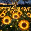 6 Pack Solar Lights Outdoor, Solar Flowers Outdoor Waterproof, Sunflower Garden Decor, Solar-Powered Lights for Yard Outside
