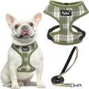 PUPTECK Soft Mesh Dog Harness and Leash Set Pet Puppy Cat Comfort Padded Vest No Pull Harnesses, Olive Green, M (M (NECK: 14", CHEST: 17"-21"))
