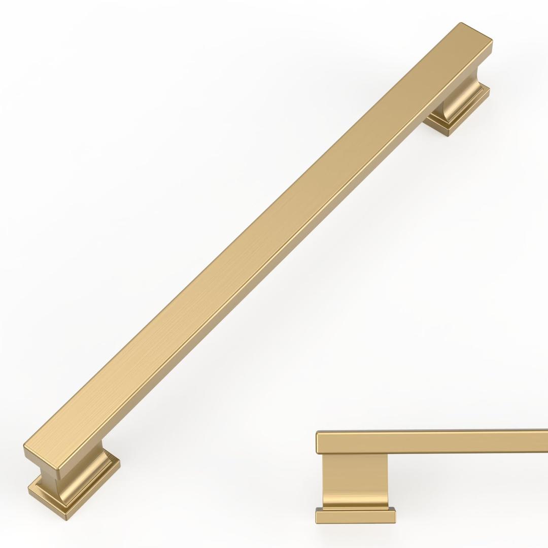 Amerdeco 6 Pack Brushed Satin Nickel Cabinet Pulls 10 Inch(254mm) Hole Centers Kitchen Cabinet Handles Cabinet Hardware Kitchen Handles for Cabinets Cupboard Handles Drawer Pulls ZH00013