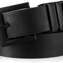 XZQTIVE Plus Size Women's Leather Belts for Jeans Pants Dress Fashion Ladies Waist Belt with Square Gold Buckle (Medium: fits waist from 31"-37", All Black)