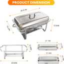 POWERFUEL 4 Pack 9QT Rectangular Stainless Steel Chafing Dishes for Buffet | Chafing Dishes Set with with 4 Serving Tongs, Serving Tray, Water Pan, Stand, Fuel Holder for Party, Gathering, Wedding