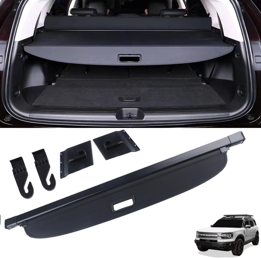 MUCO New Cargo Cover for Ford Bronco sport 2023 2024 2025 Retractable Black Rear Trunk Shade Luggage Security Cover-Retractable Trunk Cover (Not for Bronco)