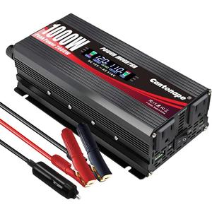 Cantonape 1000W Car Power Inverter DC 12V to 110V/ 120V AC Converter with LCD Display 4 AC Outlets and Dual USB Car Charger for Car Home Laptop Truck Black