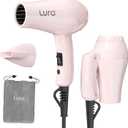 LURA Smart Dual Voltage HairDryer: Mini Travel Hair Dryer for Women,1200w Small Portable Blow Dryer with Pouch for Gym(Pink)