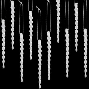 50 Pcs Tree Icicles for Christmas Plastic Xmas Ornaments Twisted Christmas Tree Icicle Hanging Decoration for Winter Holiday Xmas Party Wedding(5.9 Inch, White)
