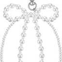 Nogeqi Pearl Bow Keychain Cute White Pearl Bag Charm, Elegant Heart Y2k Bow Purse Charms for Handbags for Women Girls