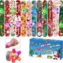 SCIONE 12 Pack Christmas Slap Bracelets + Light Up Fidget Spinners, Christmas Party Favors for Kids Xmas Gifts Christmas Goodie Bag Stuffers