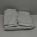JELLYMONI 100% Natural Cotton 3pcs Striped Duvet Cover Sets,White Duvet Cover with Dark Grey Stripes Pattern Printed Comforter Cover,with Zipper Closure & Corner Ties(Full Size)