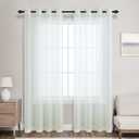Mrs.Naturall Ivory Sheer Curtains 96 Inches Long for Living Room Set of 2 Panels Grommet Off White Cream Farmhouse Curtains for Bedroom 52x96 Inch Length