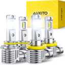 AUXITO 9005 H11 LED Bulbs Combo, 60,000LM Super Brighter, 1:1 Halogen Mini Size, 6500K White H9 H8 HB3 Driving Light Bulbs, Plug and Play,Pack of 4