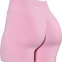 AUROLA Influence Workout Shorts for Women,2.5 3.5 4.5 5.5 6.5 No Roll Up Squat Proof Scrunch Seamless Compression Gym Short (Pink)