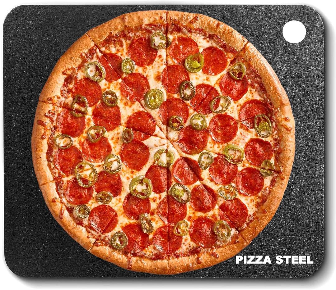 Onlyfire Pizza Steel Baking Sheet – 16 x 14 inch Heavy Duty Metal Stone for Oven & Grill – Ultra Conductive Carbon Steel Surface for Crispy Crust, Faster & Hotter Baking for Pizza, Bread, and More, 14x16 inch