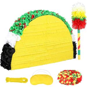 27" Taco Piata Party Supplies - Large Paper Mache Taco Figurine for Fiesta, Cinco De Mayo, Birthday & Taco Two-Tuesday - Mexican Theme Centerpiece & Interactive Game for Candy & Fillers