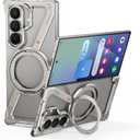 OATSBASF Minimalist Phone Case for Samsung Galaxy Z Fold 7, 360 Rotation Kickstand Aluminum Metal Frameless Design Bumper Z Case, Protective Shock Grade Shell (Natural Titanium)
