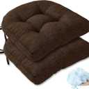 Tromlycs Chair Cushions for Dining Chairs Kitchen Seat Cushions Room Set of 2 Pads with Ties Indoor Non Slip Office 18 x 18 Inch, Dark Brown