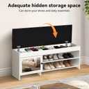 chaoguan 40.5 in Shoe Bench with Storage, Storage Bench, Padded Seat, White