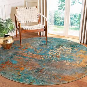 Lahome Modern Abstract 6ft Round Rug - Colorful Living Room Rug Soft 6x6 Circle Rugs for Dining Room Bedroom Non Slip, Contemporary Indoor Floor Carpet for Nursery Coffee Table Home Office Decor (Rosy)