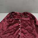 Ekouaer Women's Classic Button Down Long Satin Silk Pajama Set，Small，Burgundy, S