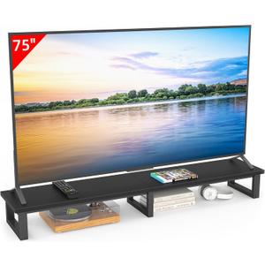 YAOHUOO 59" Large TV Riser for 32-75 inch TV, TV Riser Stand Shelf with Steel Legs, Tabletop TV Stand Riser for Home Office,Black YAOHUOO 59" Large TV Riser for 32-75 inch TV, TV Riser Stand Shelf with Steel Legs, Tabletop TV Stand Riser for Home Office,Black