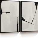 Framed Abstract Wall Art Set of 2, Black White Abstract Shapes Illustrations Canvas Print Wall Deocr for Living Room Bedroom 16x24 in Black: Posters & Prints 