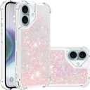 Case for iPhone 16 Plus Case Glitter Liquid Cute Clear,Sparkle Floating Quicksand Shockproof Protective Bumper Soft TPU Phone Case for iPhone 16 Plus 6.7 inch Star Pink YB