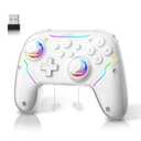 EJGAME Wireless Controller Compatible with Switch/Switch 2/Windows PC/Steam Deck/Android, Switch Pro Controller with Hall Effect Joysticks and Triggers,with USB Bluetooth Adapter for PC (White)