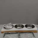 Elevated Cat Bowls with 3 Stainless Steel Bowls | 10 Tilted Anti-Vomiting Raised Cat Food Bowl for Small Cats and Puppies Pet Bowl with Stand (Bamboo)