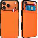 Wallet Phone Case for iPhone 17 Pro Case with Card Holder for Men Women, Leather Protective Phone Cover with Wallet Compatible with iPhone 17 Pro Max of 2025, Orange