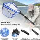 SANLIKE Fishing Landing Net Blue Extend to 33-98.4 inch with Long Telescoping Pole Handle, Landing Net for Easy Catch Release, Fishing net Freshwater for Kids Men Women