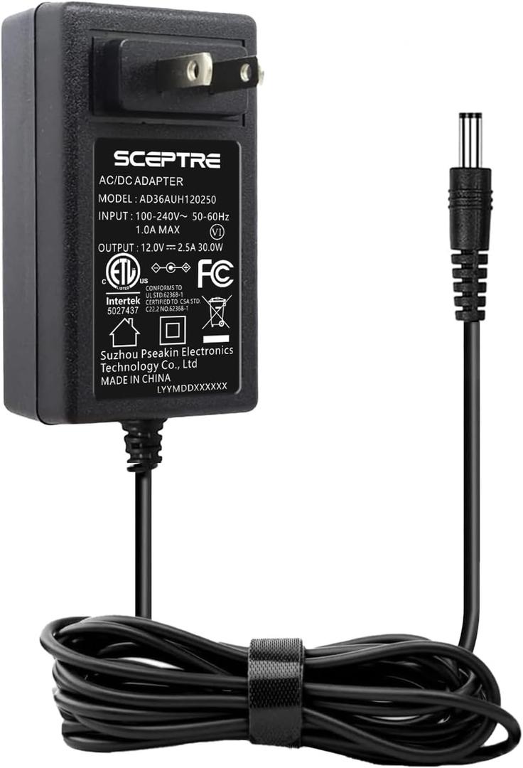 Kado AC/DC Adapter 12V-2.5A 30W Power Cord Genuine Parts Made for Sceptre Monitor C248W-FW100T C248W-1920RN E205W-16003RT E225W-19203R E225W-FPT E248W-19203R E248W-FW100T E248W-FP100T E248W-FPT Series