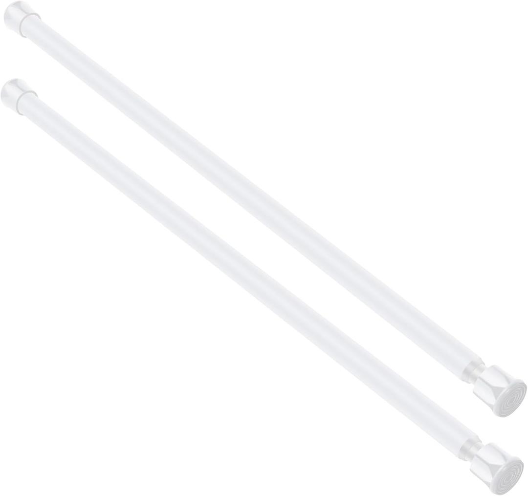 Cupboard Bars Spring Tension Rod, Adjustable 12-20 Inches, No Drilling Small Tension Shower Curtain Rod Ideal for Small Windows, Lockers, KitchenWardrobes,2PC-13TD12-20WHx2 (white)