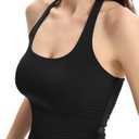 Halter Tank Tops for Women Double Lined Backless Going Out Tops Trendy Y2K Summer Shirt (Black)