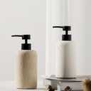 Soap Dispensers 340mL 11 OZ, 2 PCS Luxurious Hand Dish Lotion Shampoo Soap Dispenser Jar, Travertine Soap Pump Bottles for Kitchen Bathroom Countertop (Cream)