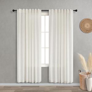 KOUFALL 78 Inch Curtains 2 Panel Set,Linen Sheer Closet Curtain for Open Closet Door,Cream (Natural)